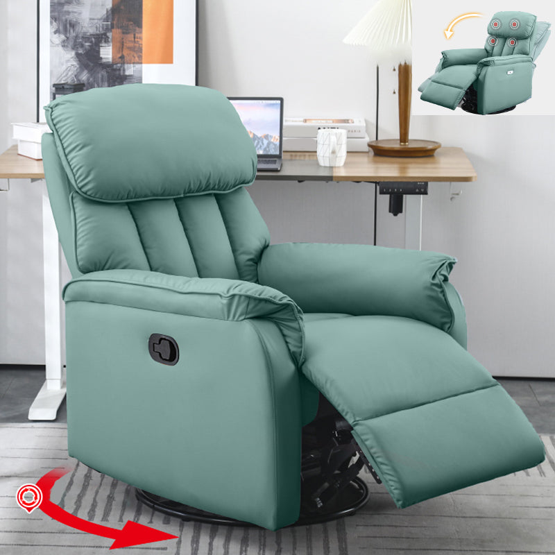 Contemporary Solid Color Standard Recliner with Arms in Faux Leather/Linen Blend