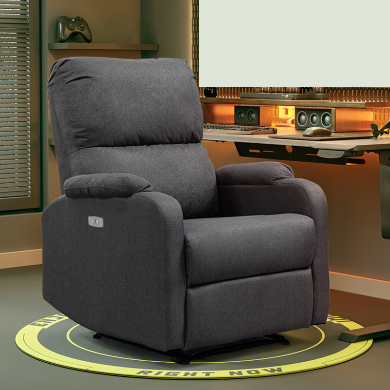 Contemporary Solid Color Standard Recliner with Arms in Faux Leather/Linen Blend