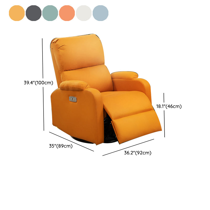 Contemporary Solid Color Standard Recliner with Arms in Faux Leather/Linen Blend