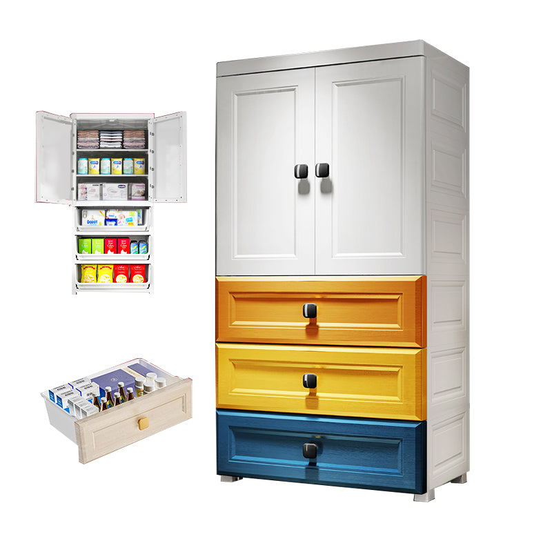 Contemporary Wardrobe Armoire Plastic Wardrobe Closet with Drawers