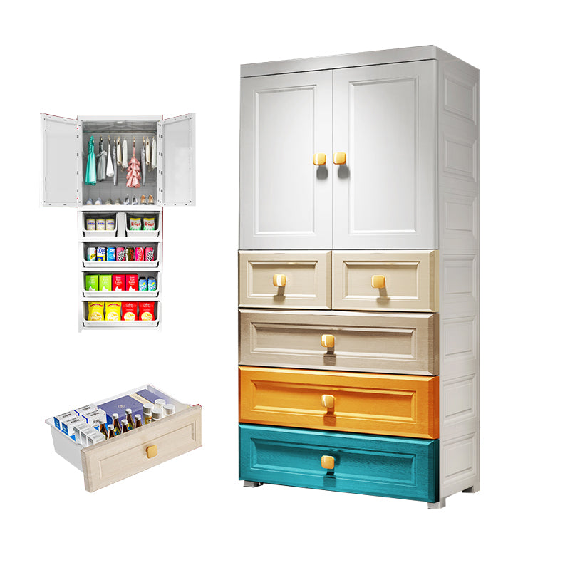 Contemporary Wardrobe Armoire Plastic Wardrobe Closet with Drawers