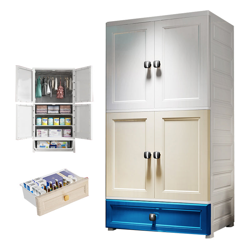 Contemporary Wardrobe Armoire Plastic Wardrobe Closet with Drawers