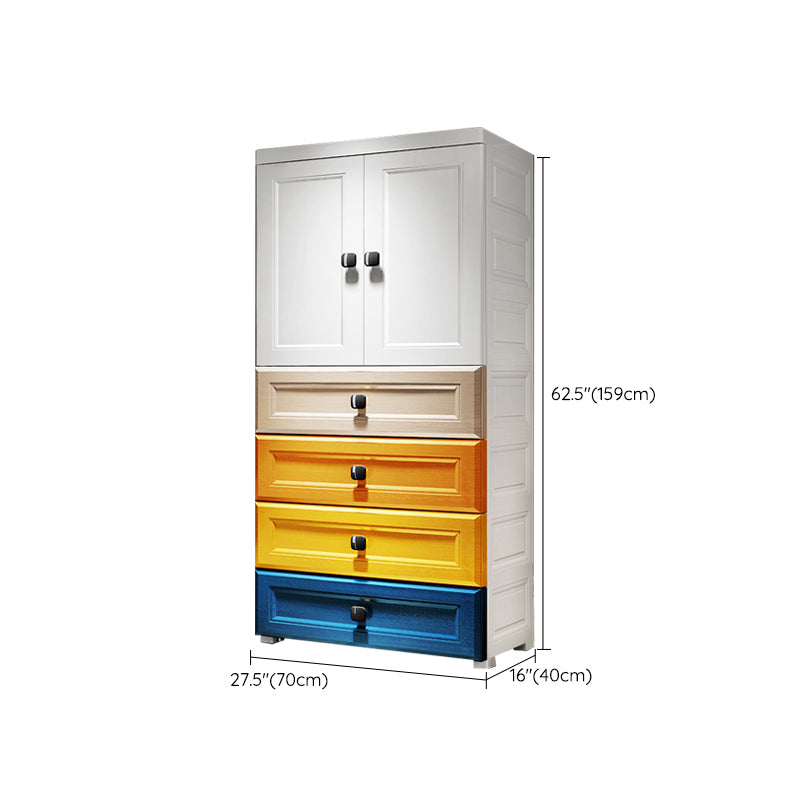 Contemporary Wardrobe Armoire Plastic Wardrobe Closet with Drawers