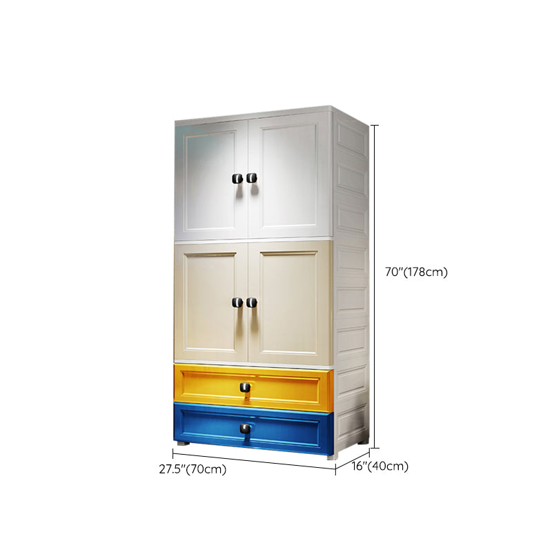 Contemporary Wardrobe Armoire Plastic Wardrobe Closet with Drawers