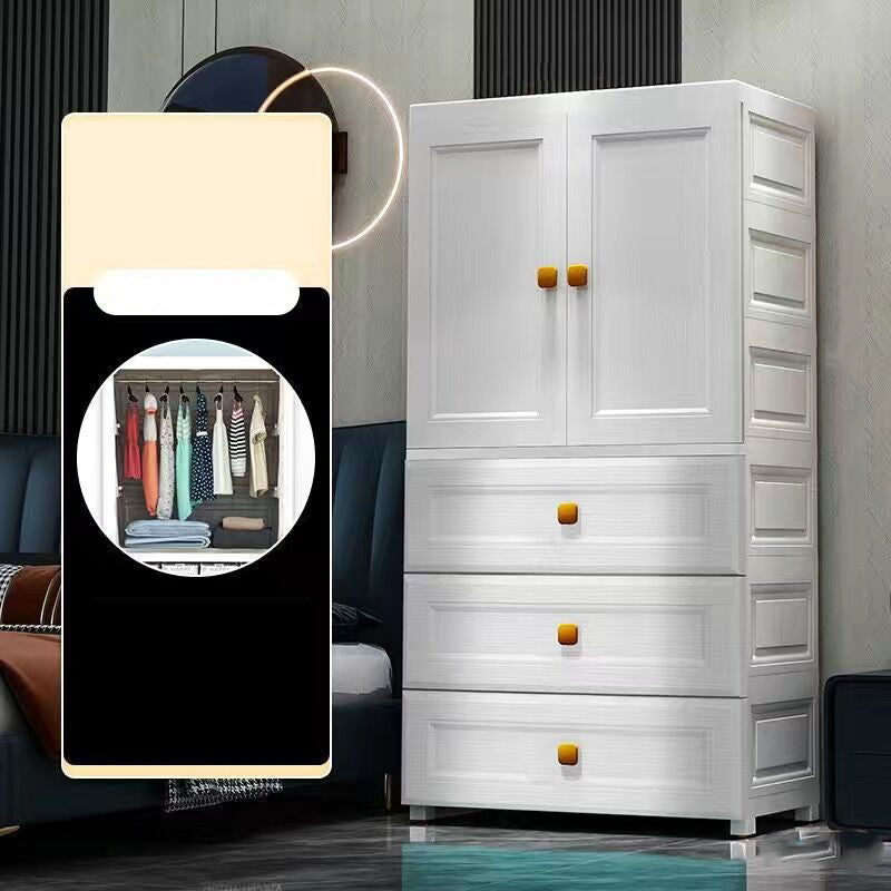 Modern Style Kid's Wardrobe Plastic Wardrobe Closet with Drawers for Bedroom