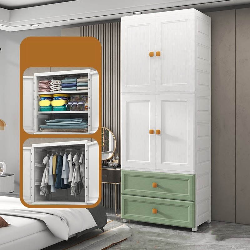 Modern Style Kid's Wardrobe Plastic Wardrobe Closet with Drawers for Bedroom