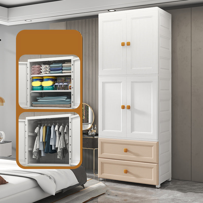 Modern Style Kid's Wardrobe Plastic Wardrobe Closet with Drawers for Bedroom