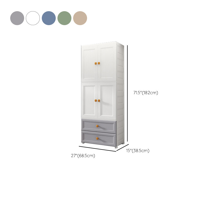 Modern Style Kid's Wardrobe Plastic Wardrobe Closet with Drawers for Bedroom