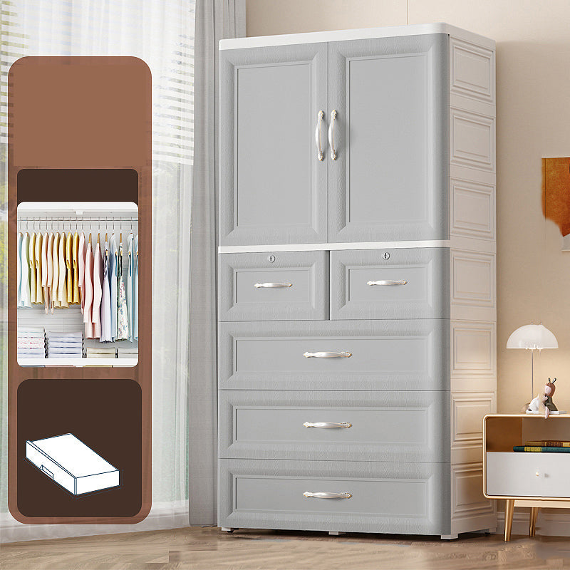 Plastic Kids Closet Cloth Rod Included Armoire Cabinet for Bedroom