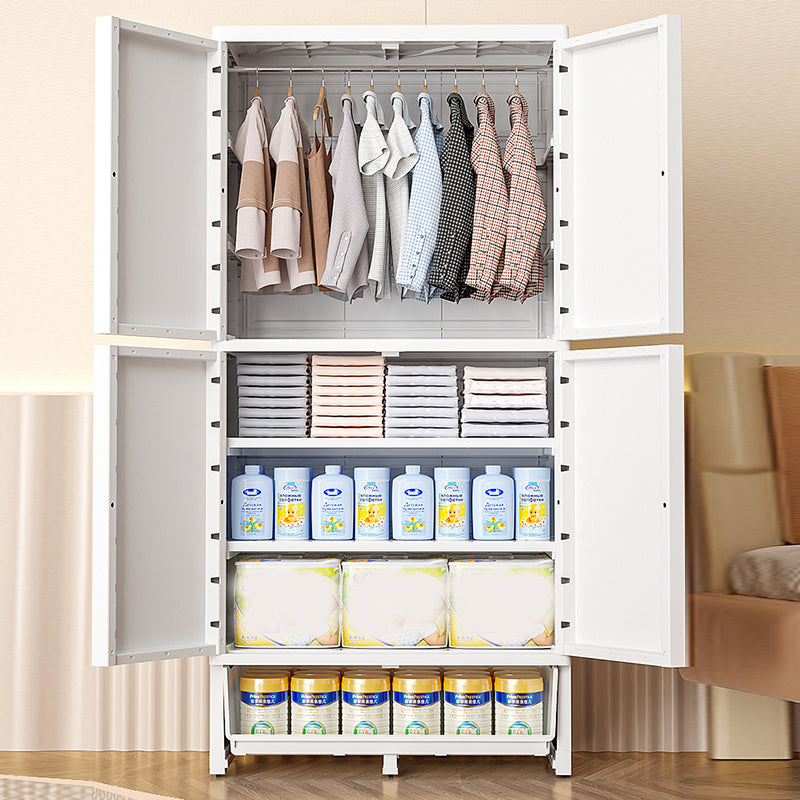 Plastic Kids Closet Cloth Rod Included Armoire Cabinet for Bedroom