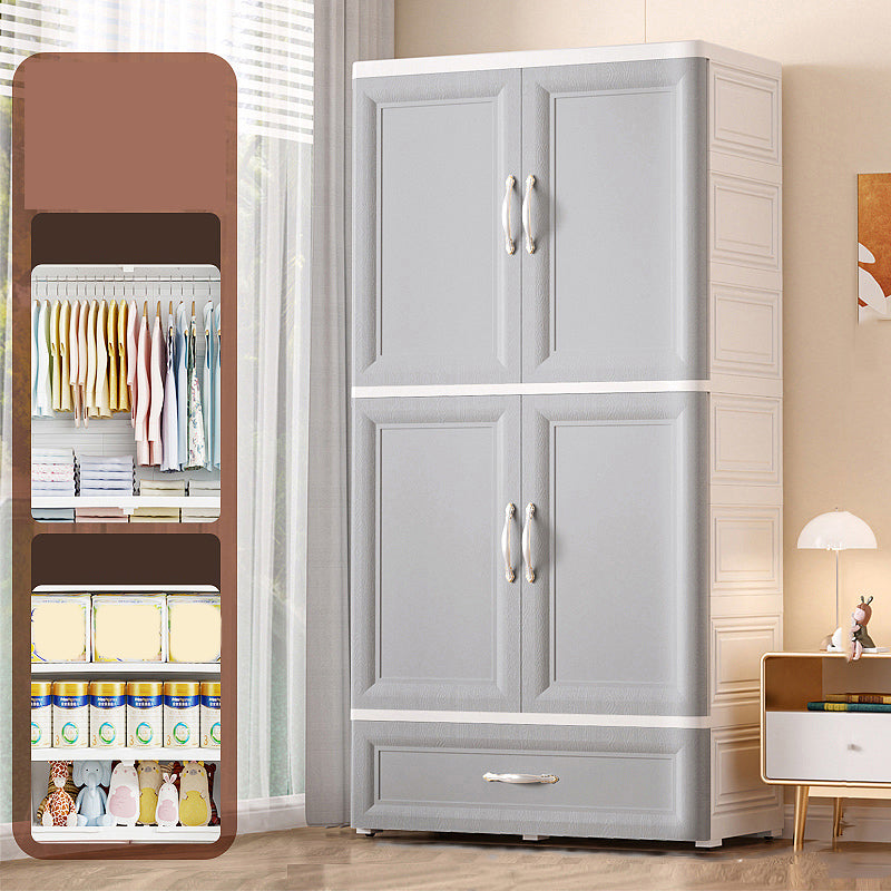 Plastic Kids Closet Cloth Rod Included Armoire Cabinet for Bedroom