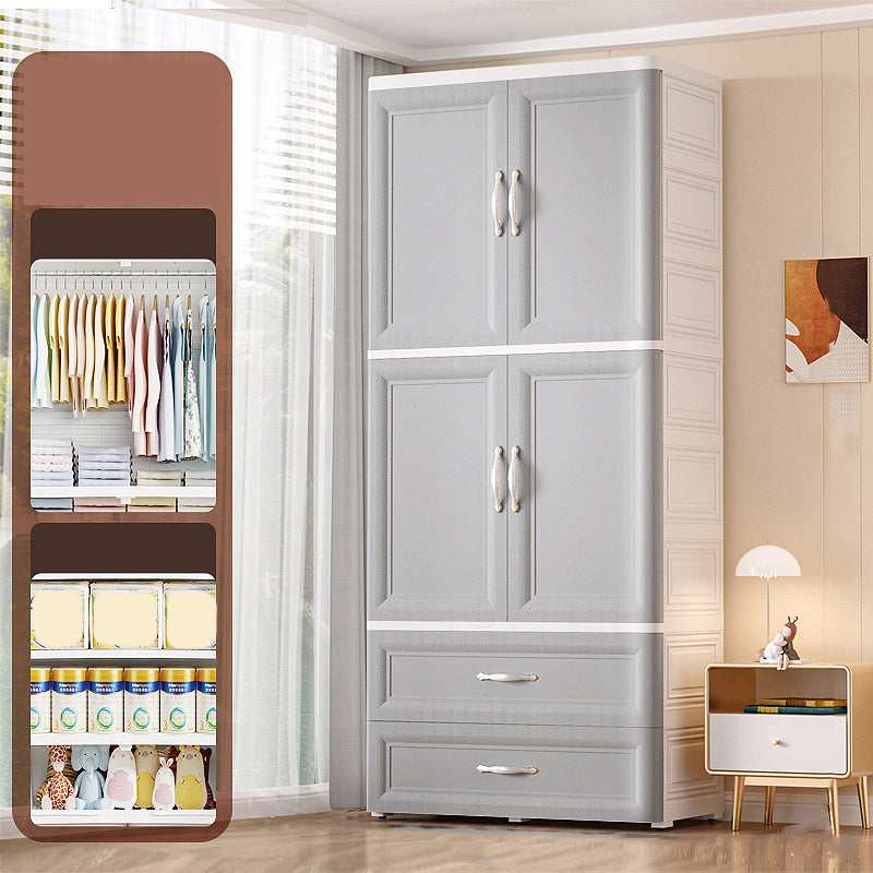 Plastic Kids Closet Cloth Rod Included Armoire Cabinet for Bedroom