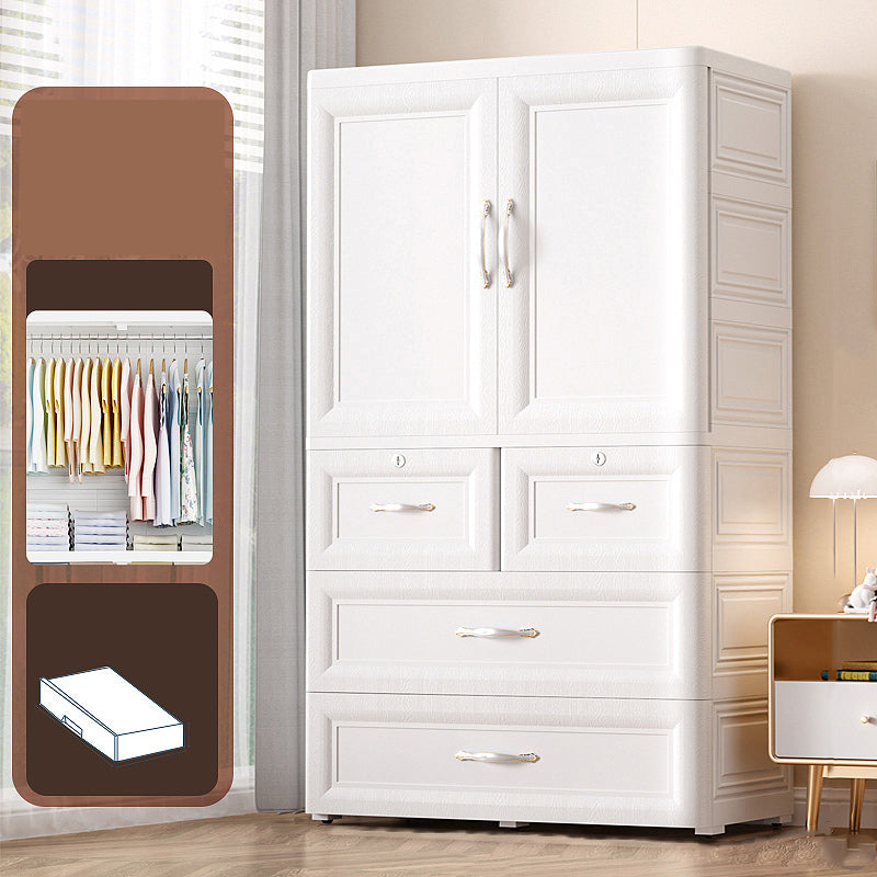 Plastic Kids Closet Cloth Rod Included Armoire Cabinet for Bedroom