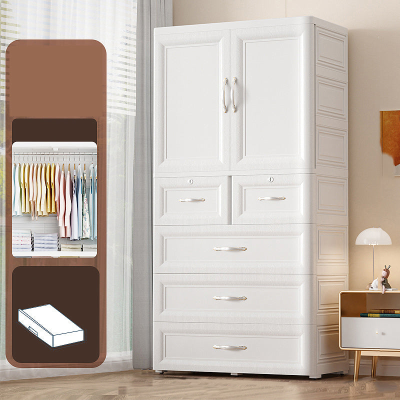 Plastic Kids Closet Cloth Rod Included Armoire Cabinet for Bedroom