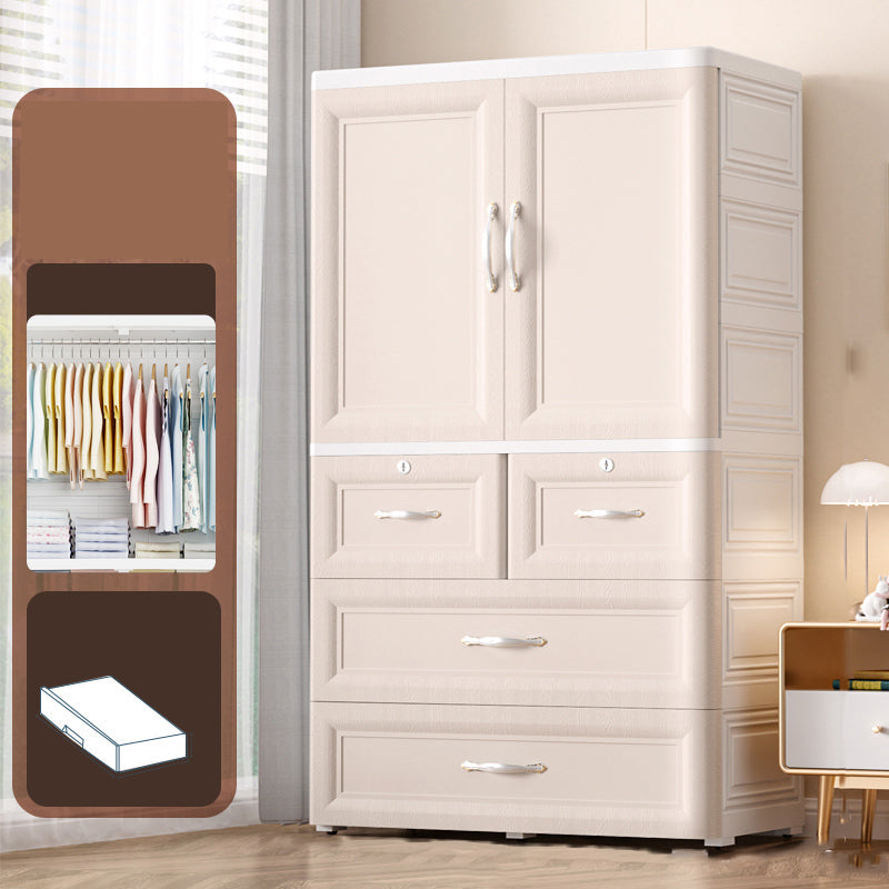 Plastic Kids Closet Cloth Rod Included Armoire Cabinet for Bedroom