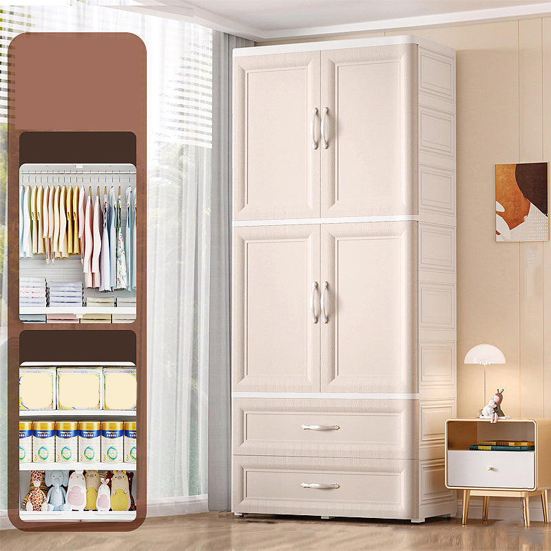 Plastic Kids Closet Cloth Rod Included Armoire Cabinet for Bedroom