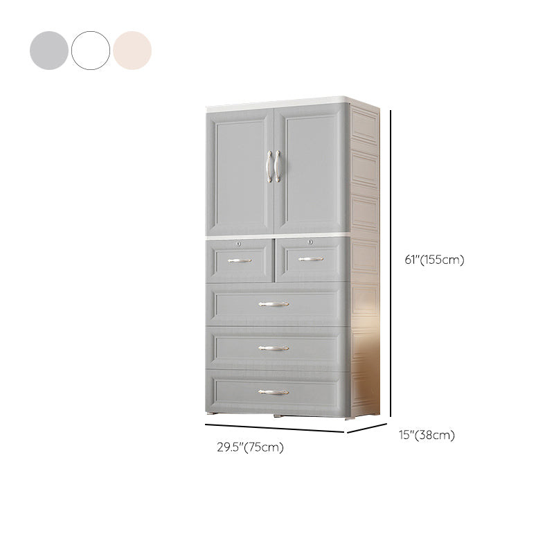 Plastic Kids Closet Cloth Rod Included Armoire Cabinet for Bedroom