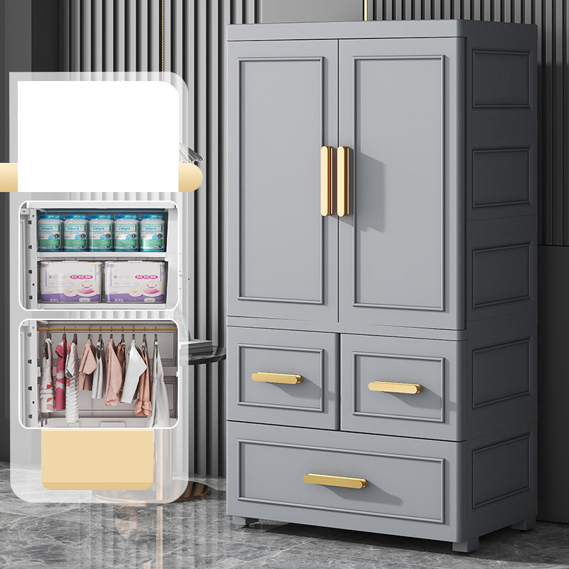 Modern Plastic Armoire Cabinet Bedroom Youth Armoire with Wheels