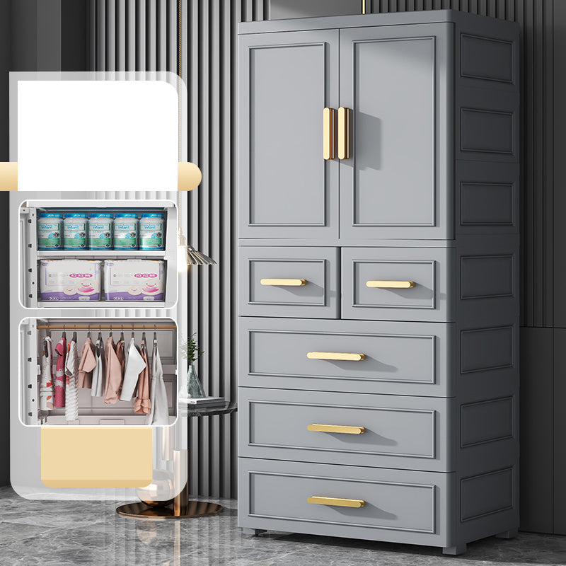 Modern Plastic Armoire Cabinet Bedroom Youth Armoire with Wheels