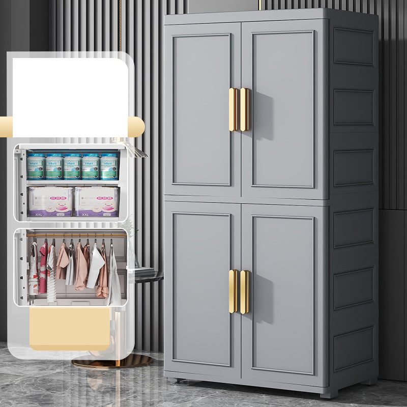 Modern Plastic Armoire Cabinet Bedroom Youth Armoire with Wheels