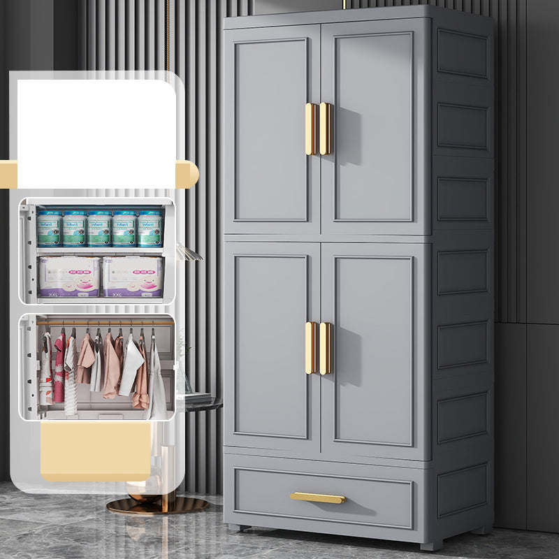 Modern Plastic Armoire Cabinet Bedroom Youth Armoire with Wheels