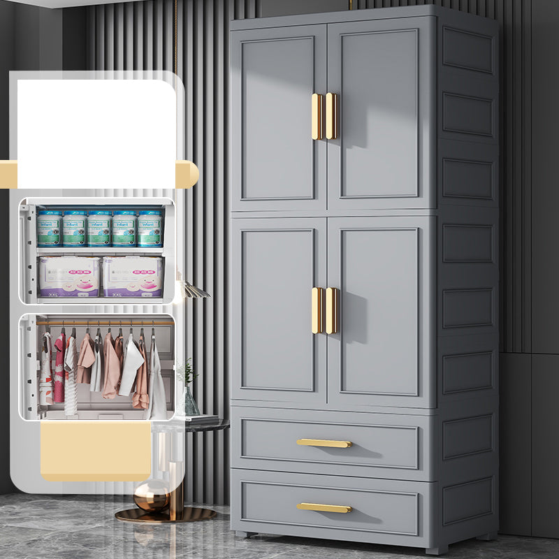 Modern Plastic Armoire Cabinet Bedroom Youth Armoire with Wheels