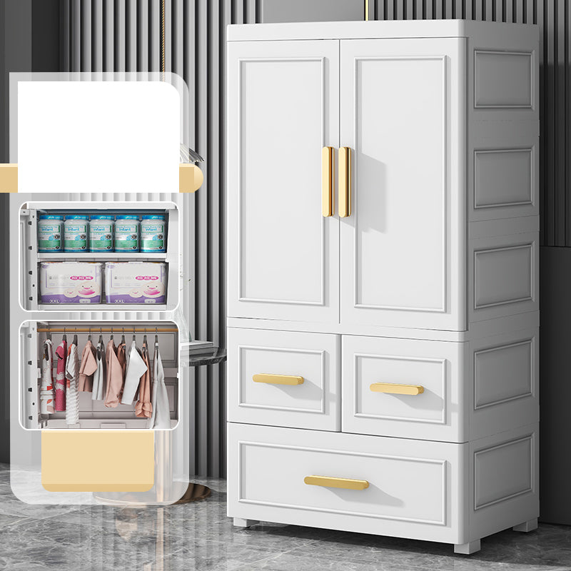 Modern Plastic Armoire Cabinet Bedroom Youth Armoire with Wheels