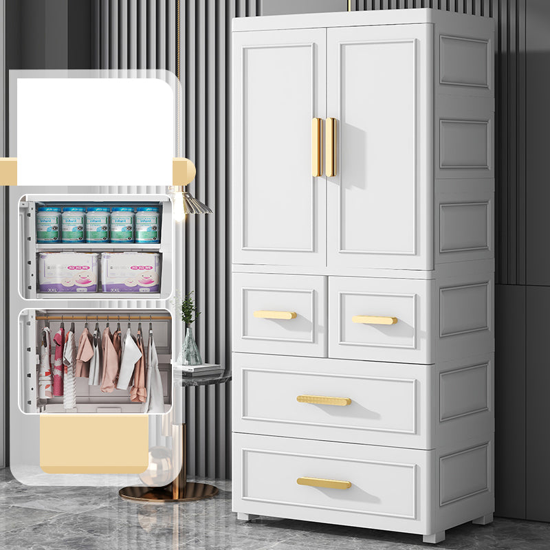 Modern Plastic Armoire Cabinet Bedroom Youth Armoire with Wheels