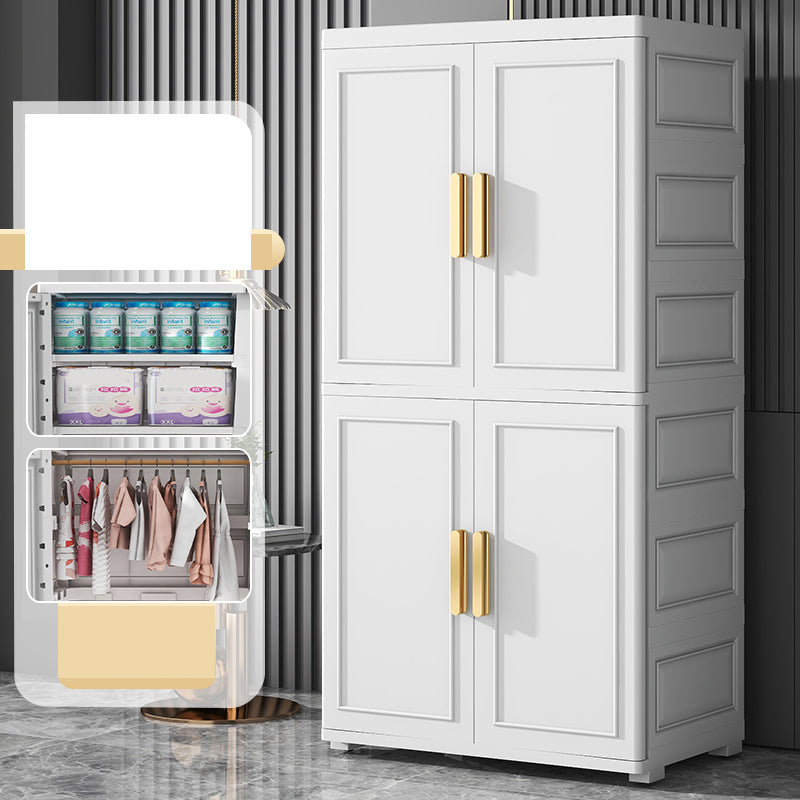 Modern Plastic Armoire Cabinet Bedroom Youth Armoire with Wheels