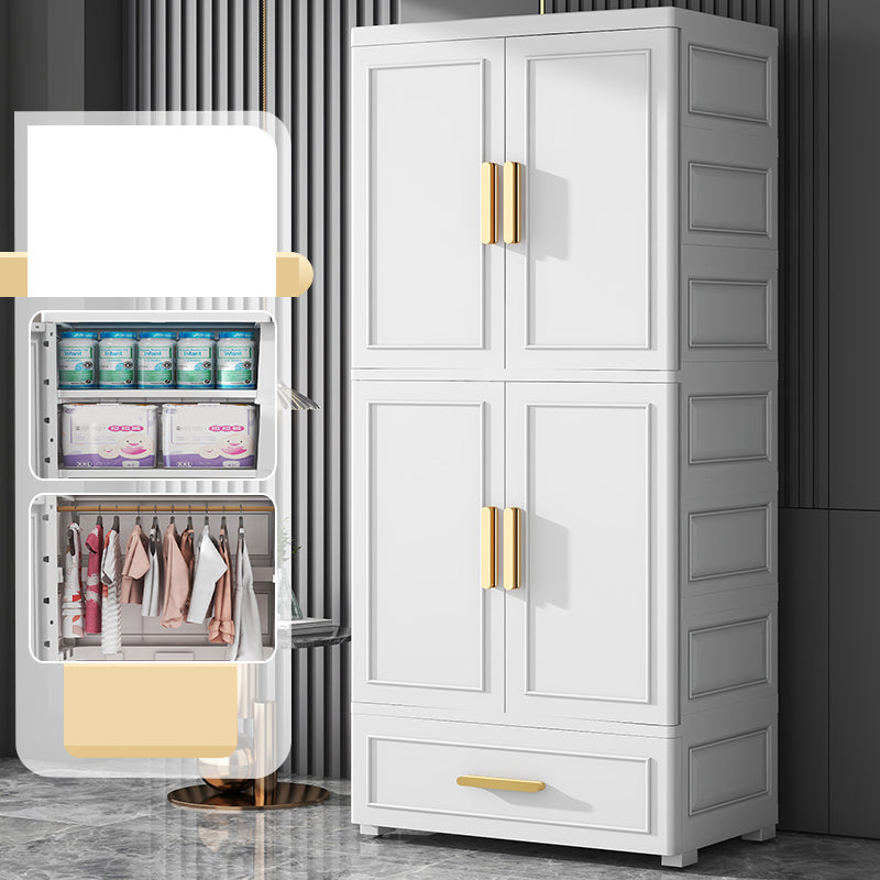 Modern Plastic Armoire Cabinet Bedroom Youth Armoire with Wheels