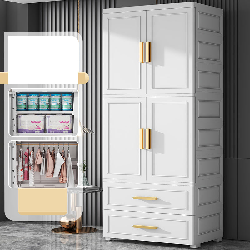 Modern Plastic Armoire Cabinet Bedroom Youth Armoire with Wheels