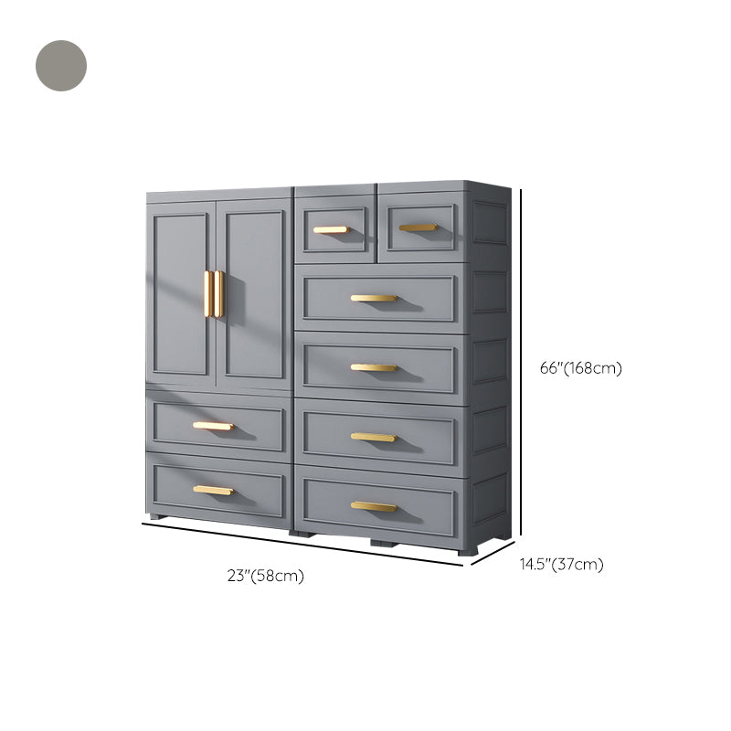 Modern Plastic Armoire Cabinet Bedroom Youth Armoire with Wheels