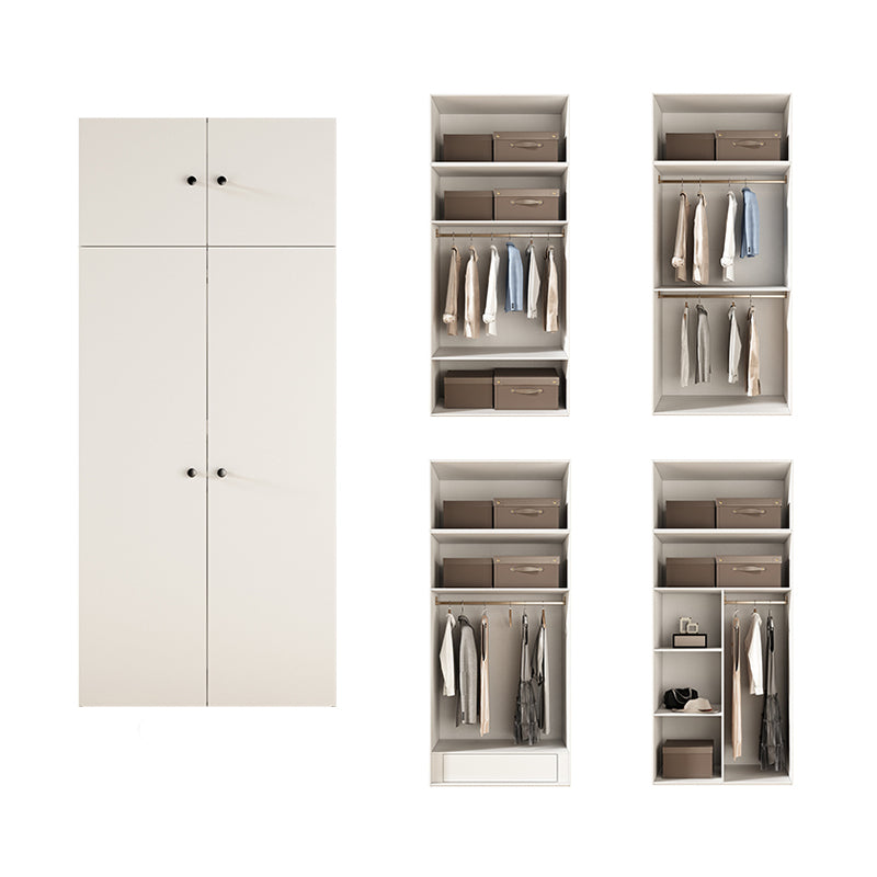 Wooden Kids Closet White Colour Cloth Rod Included Wardrobe Closet with 2 Shelves