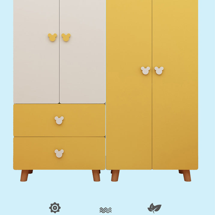 Contemporary Freestanding Kid's Wardrobe Manufactured Wood Wardrobe with Soft Close Doors