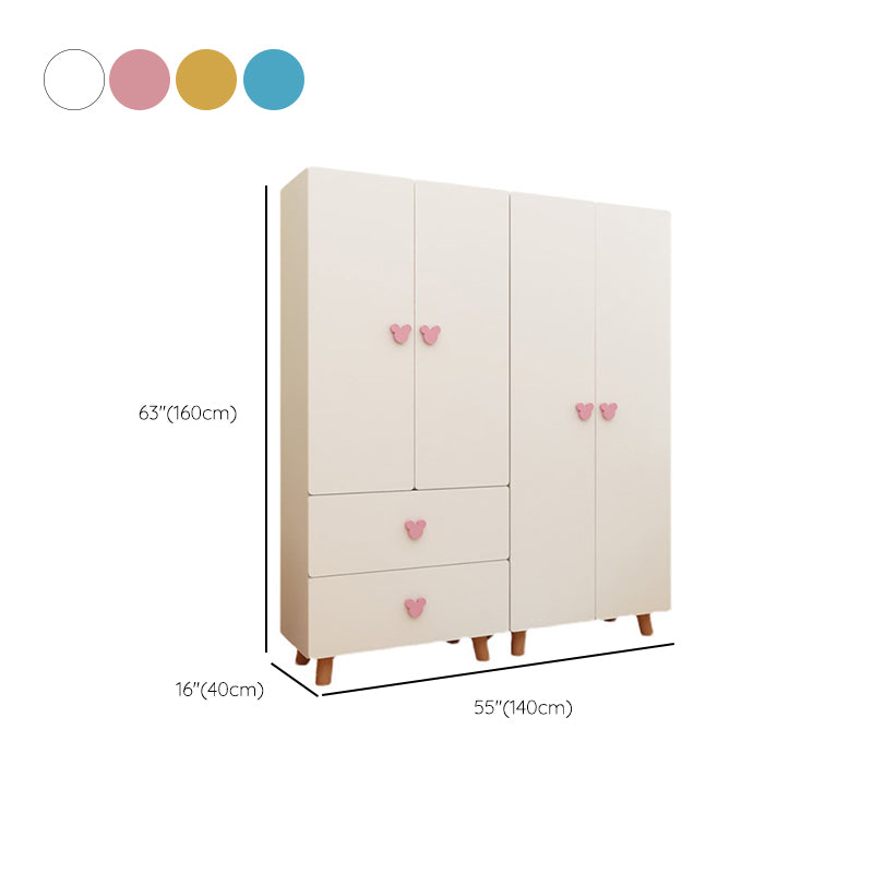 Contemporary Freestanding Kid's Wardrobe Manufactured Wood Wardrobe with Soft Close Doors