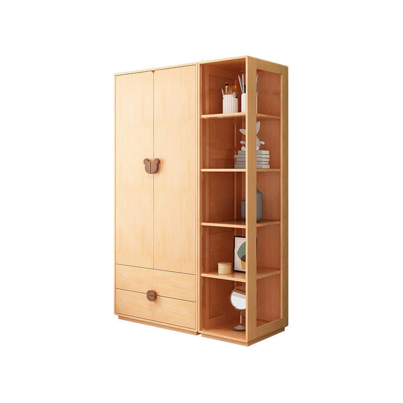 Modern Solid Wood Kid's Wardrobe Freestanding Multifunctional Wardrobe Armoire