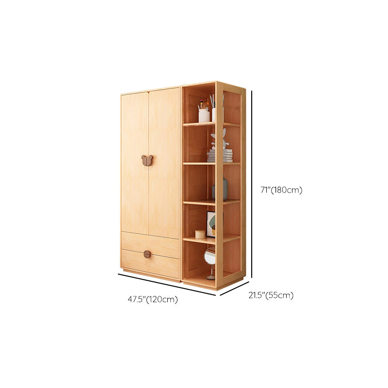 Modern Solid Wood Kid's Wardrobe Freestanding Multifunctional Wardrobe Armoire