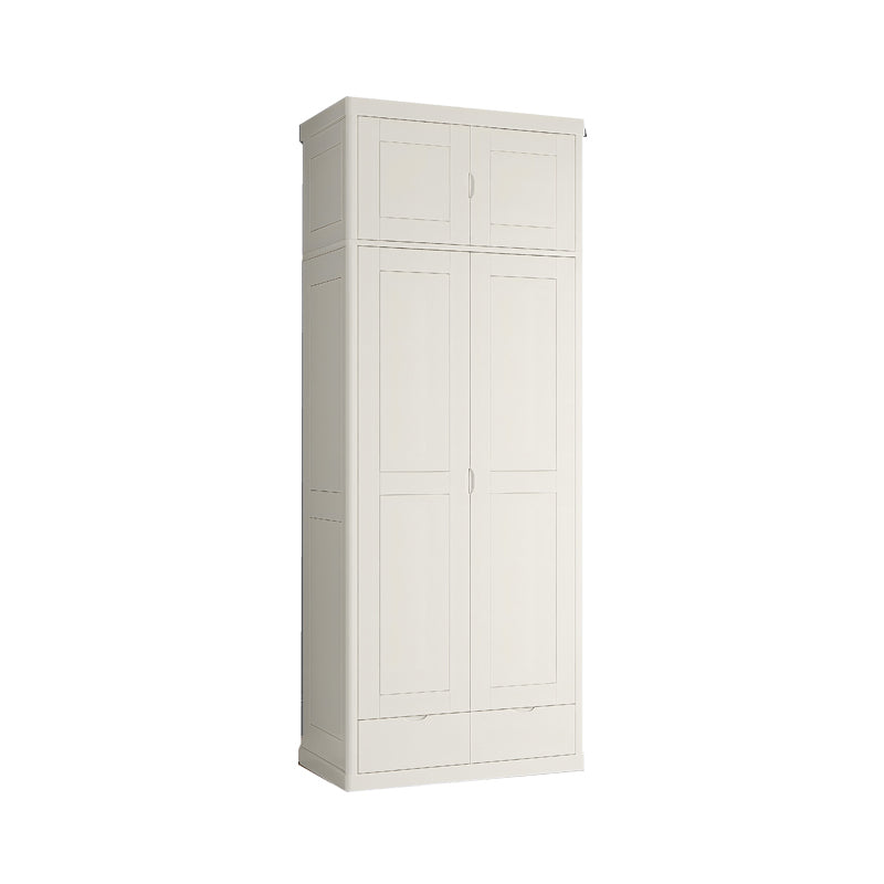 Rubberwood Solid Wood Wardrobe Contemporary Wardrobe with 2 Soft Close Drawers