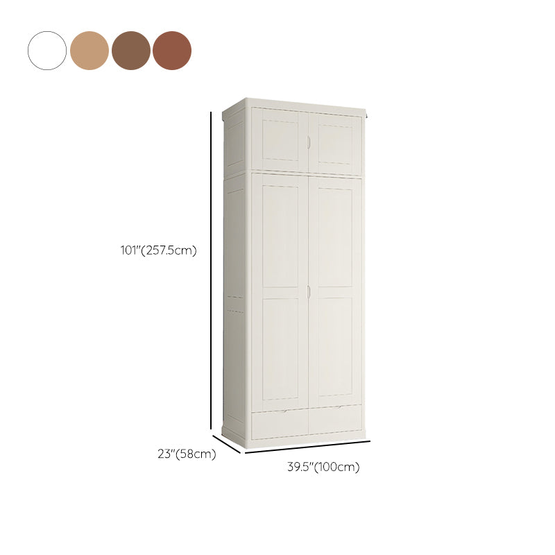 Rubberwood Solid Wood Wardrobe Contemporary Wardrobe with 2 Soft Close Drawers