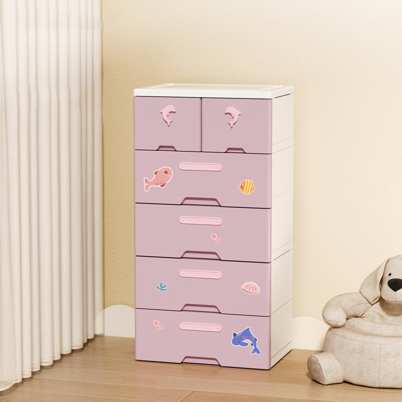 Contemporary Plastic Wardrobe Armoire Multi-Storage Wardrobe with Drawers