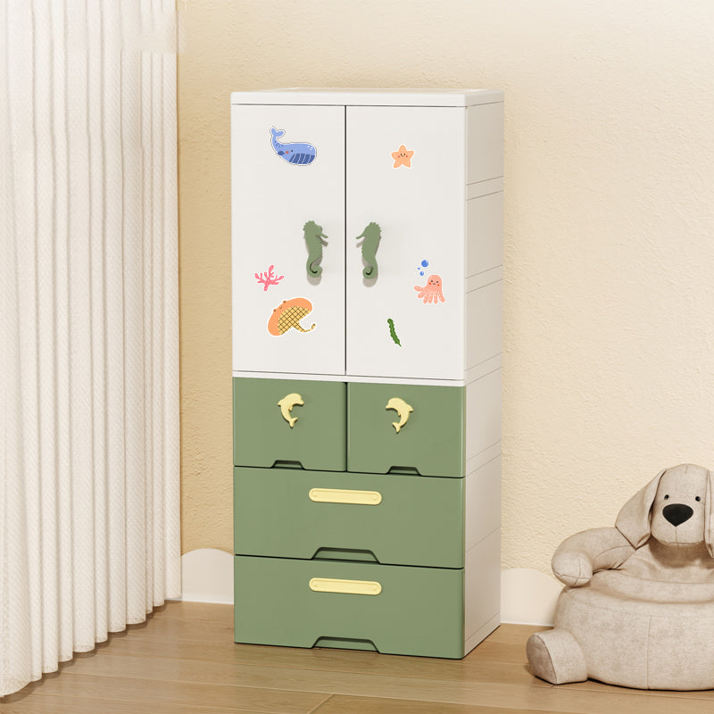 Contemporary Plastic Wardrobe Armoire Multi-Storage Wardrobe with Drawers