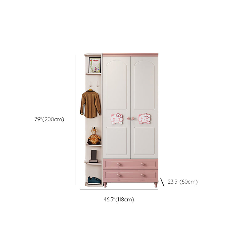 Modern Style Kids Closet Manufactured Wood Bedroom Youth Armoire with Drawers