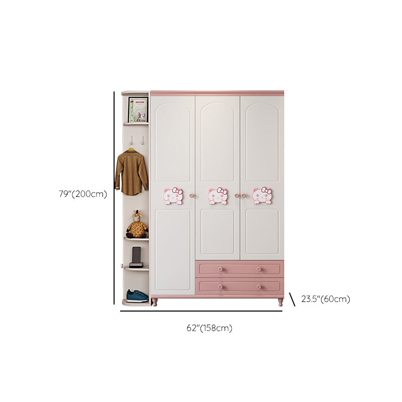 Modern Style Kids Closet Manufactured Wood Bedroom Youth Armoire with Drawers