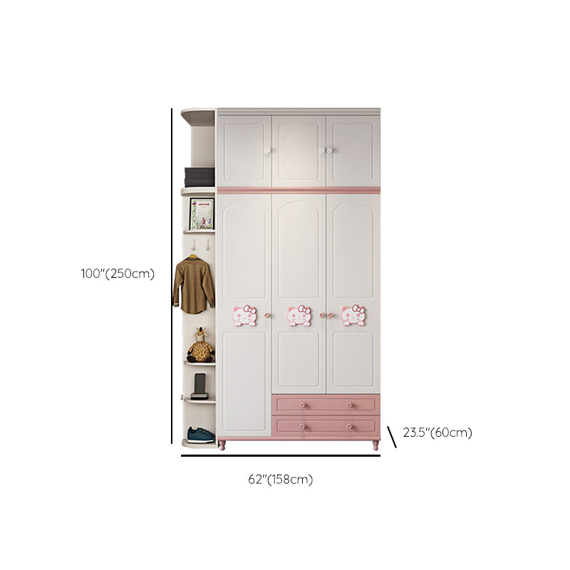 Modern Style Kids Closet Manufactured Wood Bedroom Youth Armoire with Drawers