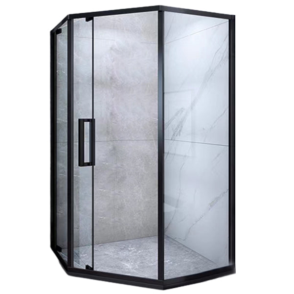 Black Full Frame Shower Screen Diamond Shape Tempered Glass Shower Door