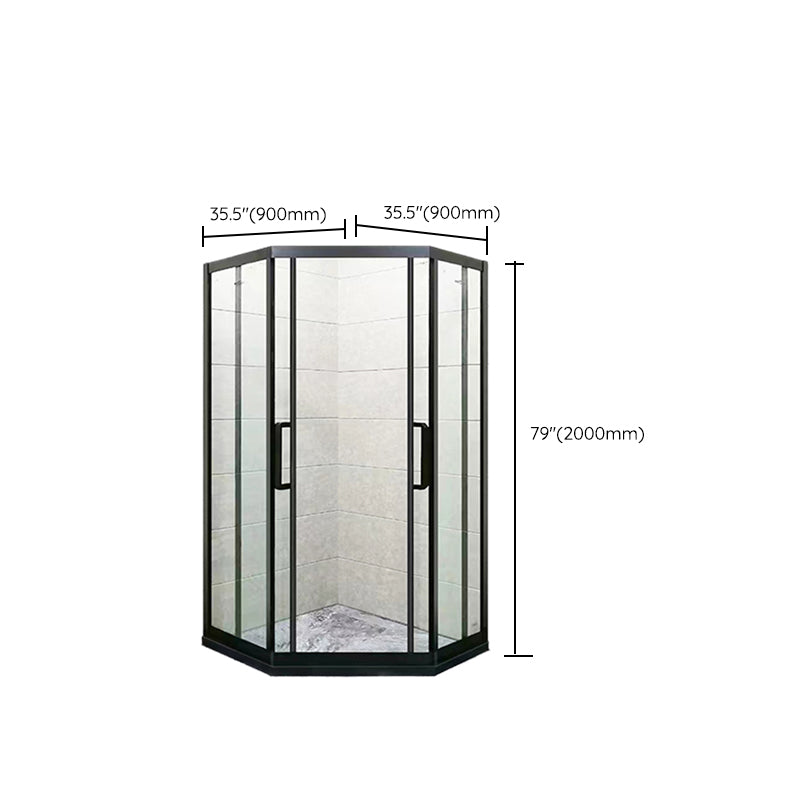 Black Full Frame Shower Screen Diamond Shape Tempered Glass Shower Door