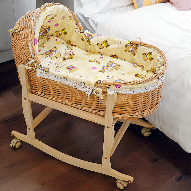 Traditional Wicker Oval Crib Cradle Natural Toddler Moses Basket