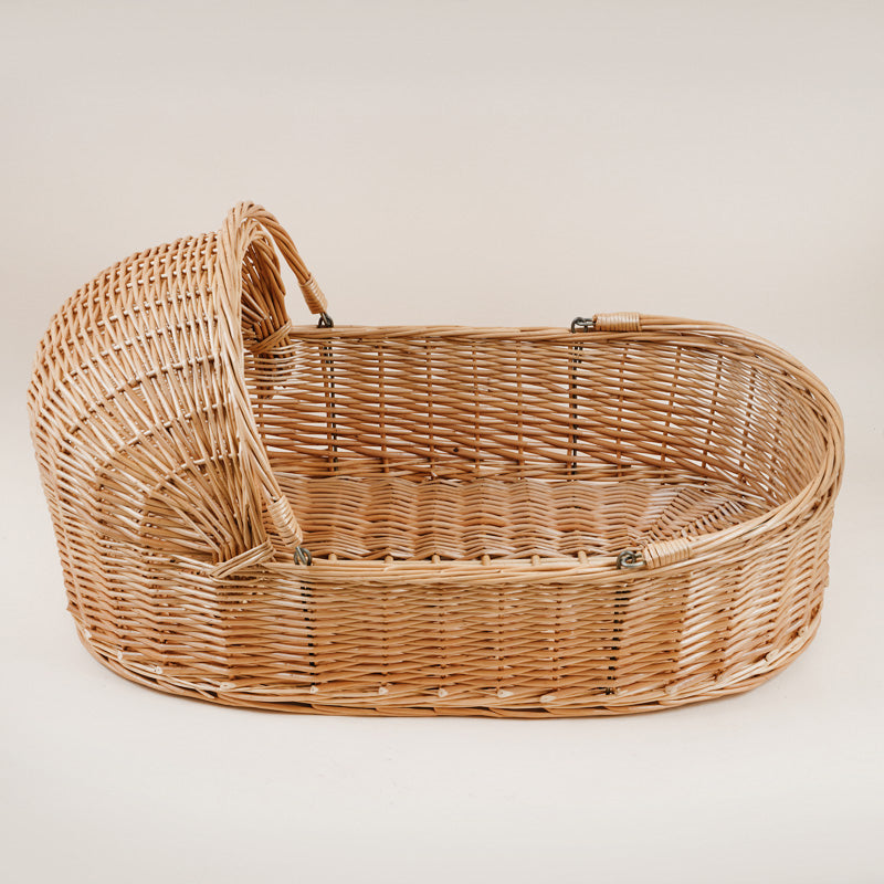 Traditional Wicker Oval Crib Cradle Natural Toddler Moses Basket