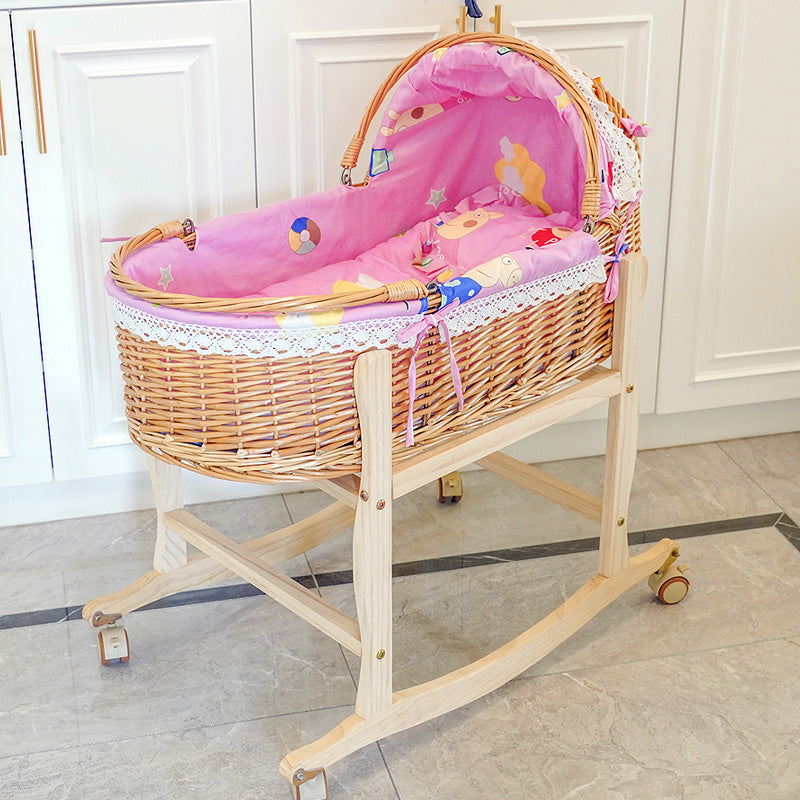 Traditional Wicker Oval Crib Cradle Natural Toddler Moses Basket