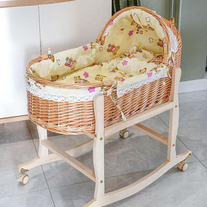 Traditional Wicker Oval Crib Cradle Natural Toddler Moses Basket